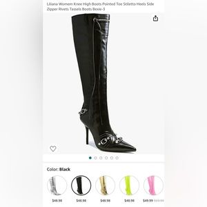 NIB Liliana Stiletto Black Boots, Size 42